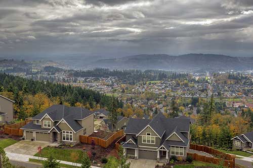 a group of houses in a neighborhood