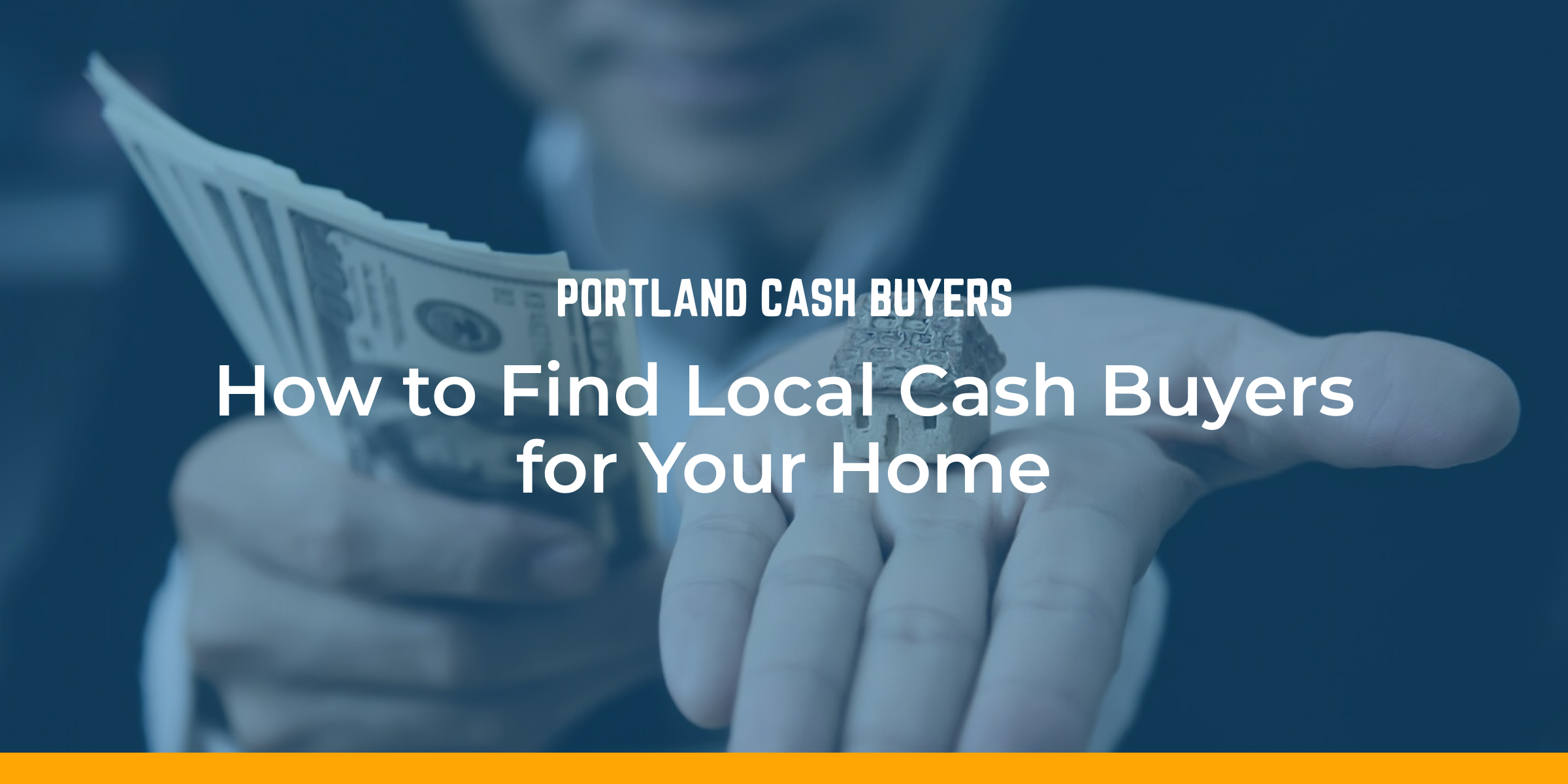 Portland Cash Buyers logo with a hand holding cash, illustrating how to find local cash buyers for your home, emphasizing quick cash sales for homeowners facing financial difficulties.