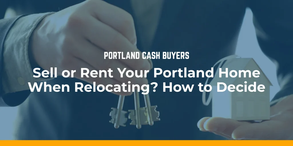 Person holding house keys and a model home, illustrating should I sell or rent my house when relocating.