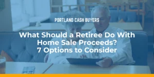 Retired couple reviews finances on a tablet while exploring what to do with home sale proceeds in retirement.